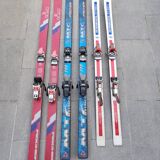 3 pairs of vintage skis: Rossignol Strato, ST 650 & Fischer.