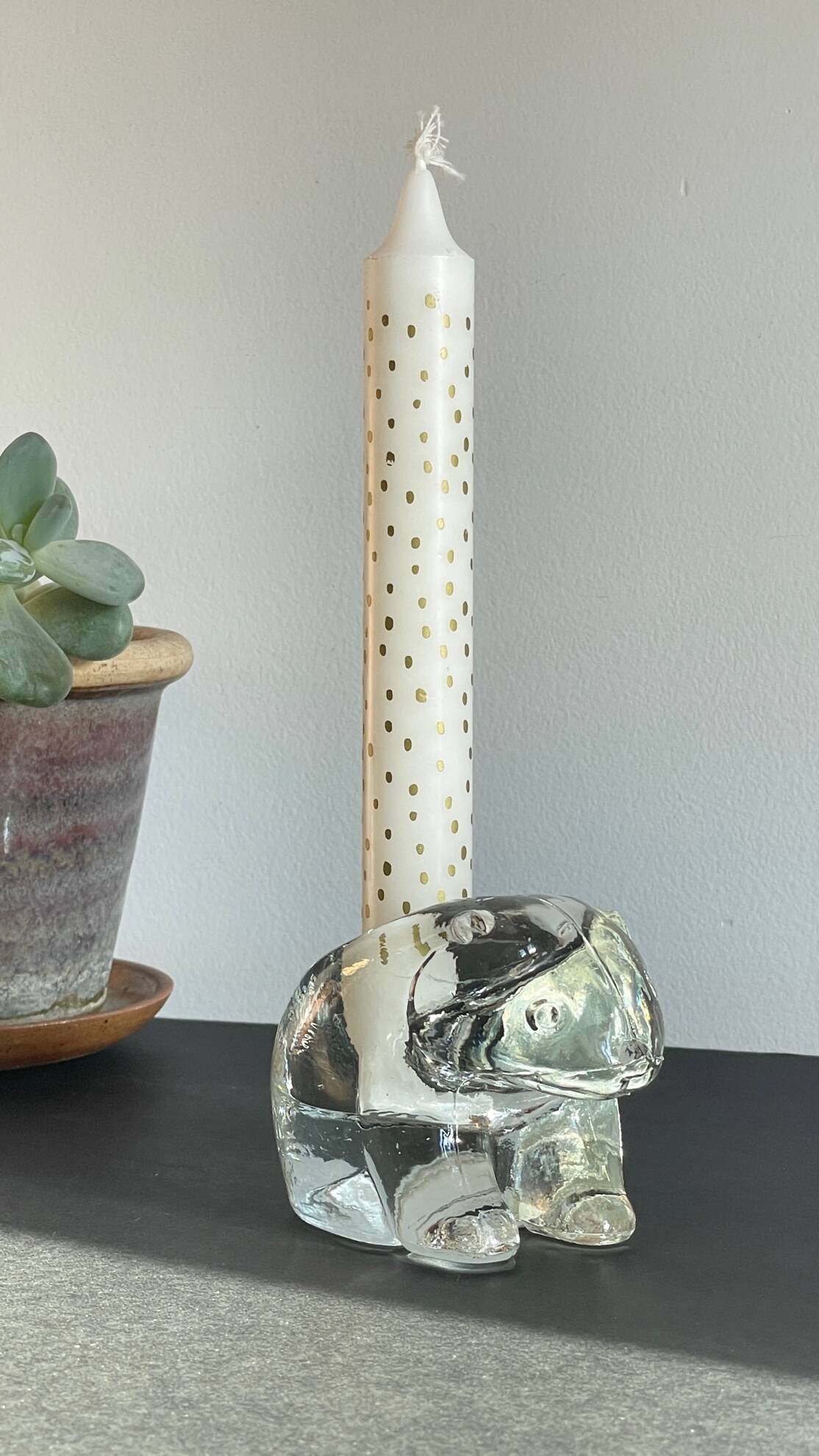 Semi-crystal candle holder Polar BEAR Shape Vintage