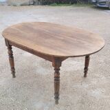 Oval Burgundy Farm Table in solid oak 19th