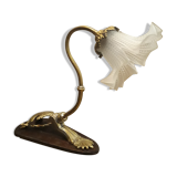 pretty little office lamp art nouveau bronze and brass, wood, electricity CE 35x30