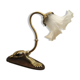 pretty little office lamp art nouveau bronze and brass, wood, electricity CE 35x30