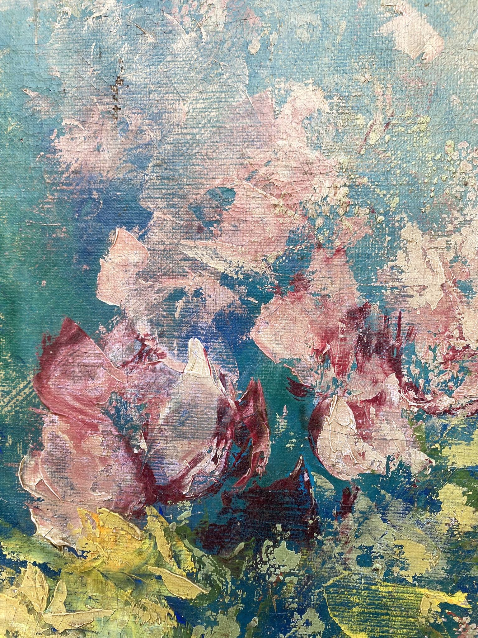 Huile sur toile fleurs G de Marco 50X60