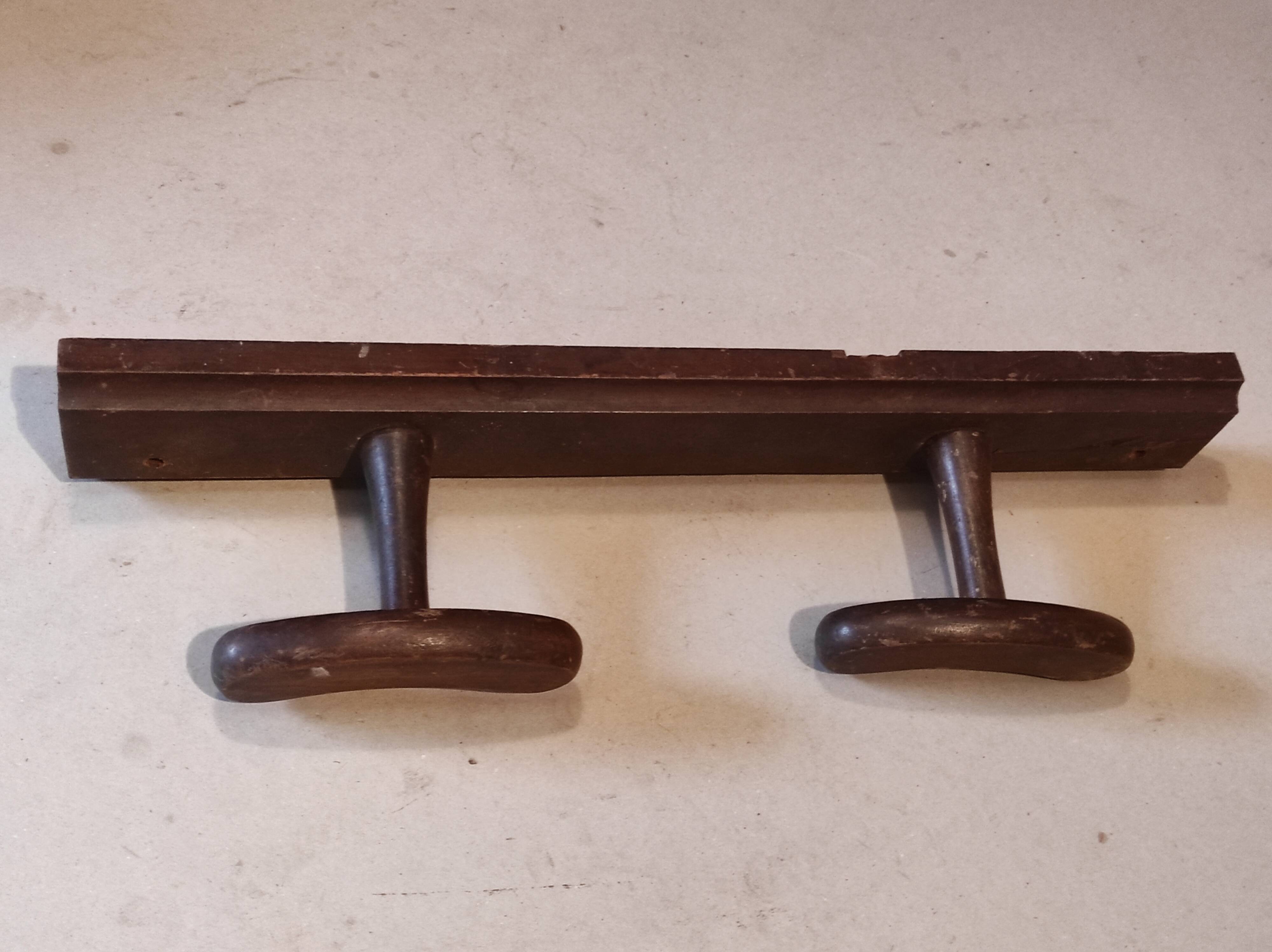 Old rustic vintage wooden wall door 2 hooks