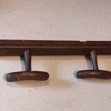 Old rustic vintage wooden wall door 2 hooks