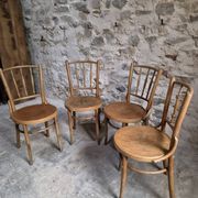 Set of 4 Fischel bentwood bistro chairs, Czechoslovakia, circa 1930–1950.
