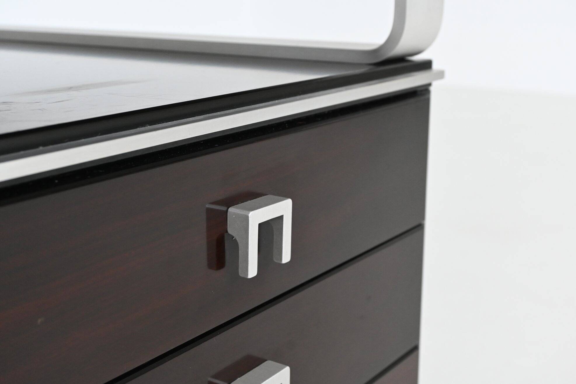 Abbondinterni executive corner desk in Mahogany Italy 1970