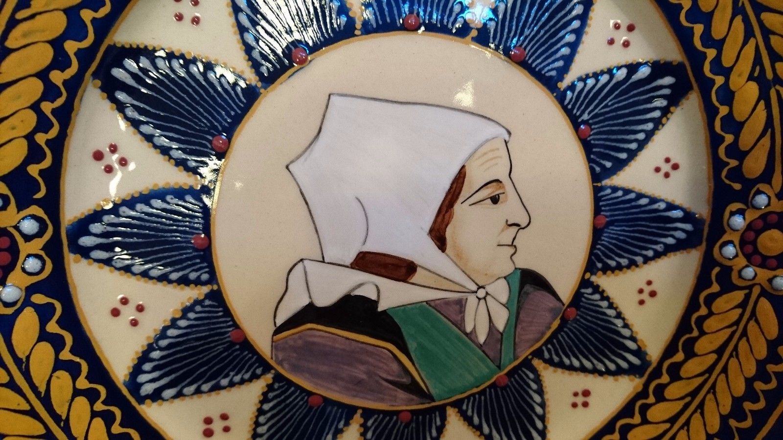 Pair of plates HB Quimper décor embroidery couple XX °