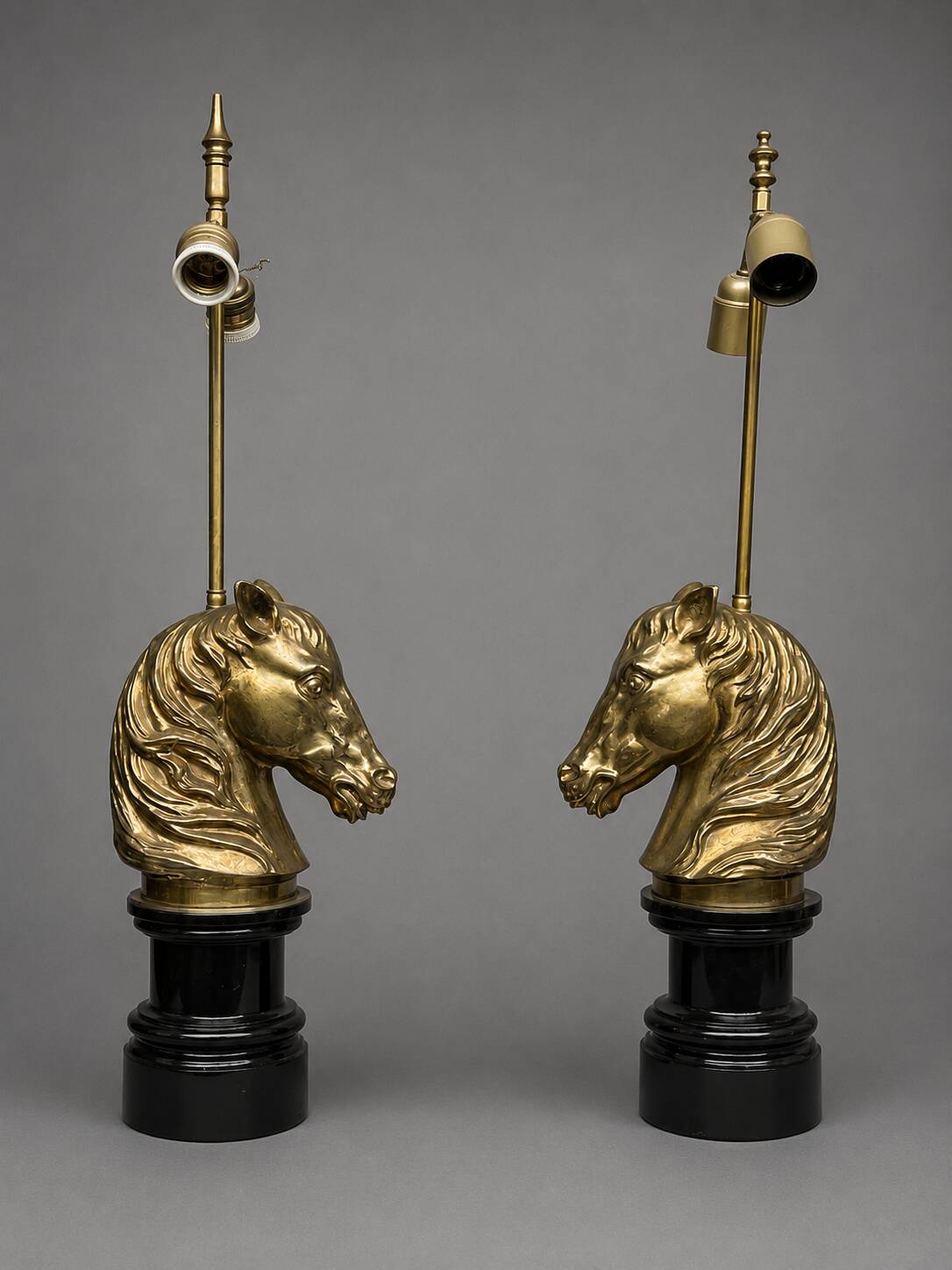 Pair of vintage lamps by Maison Jansen. Solid bronze, marble base.