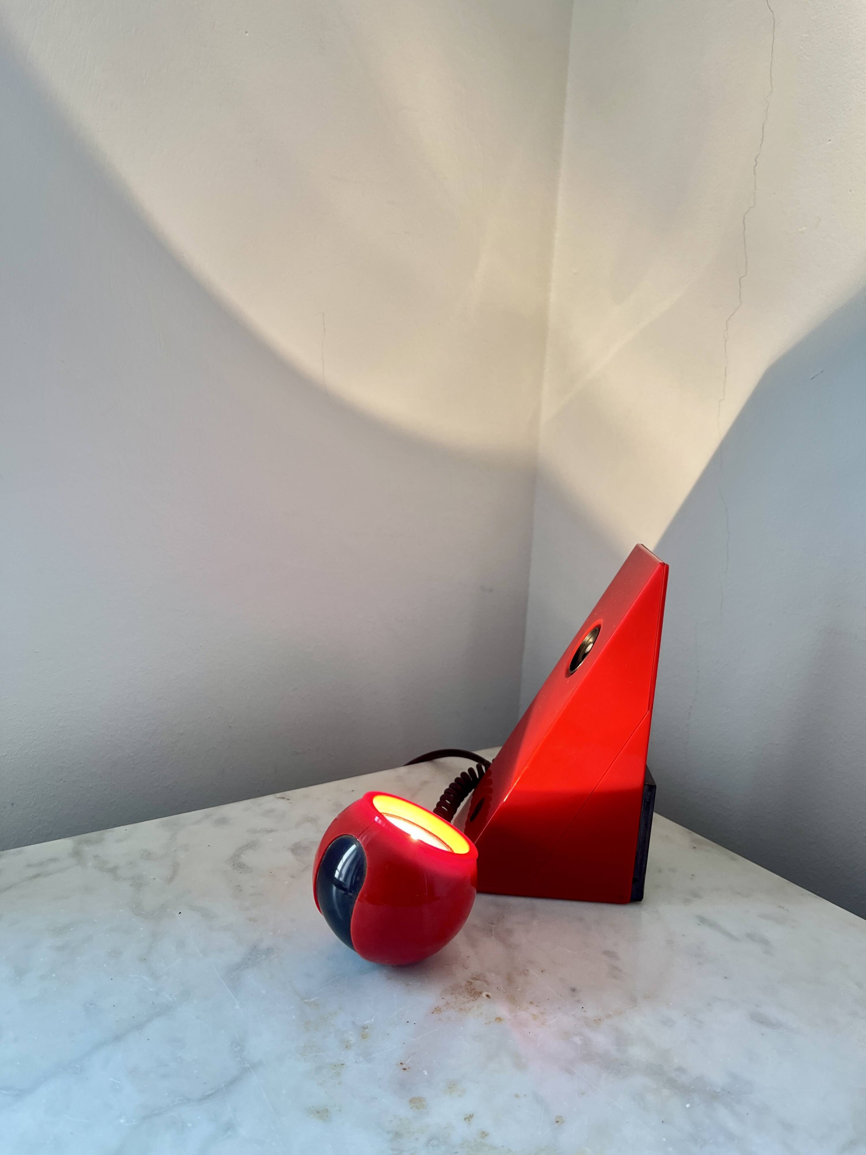 Vintage Space Age Red Magnetic Table Lamp by Brilliant Leuchten AG, Germany