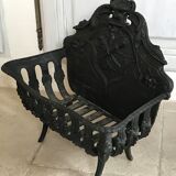 Cast iron fireplace cradle log holder