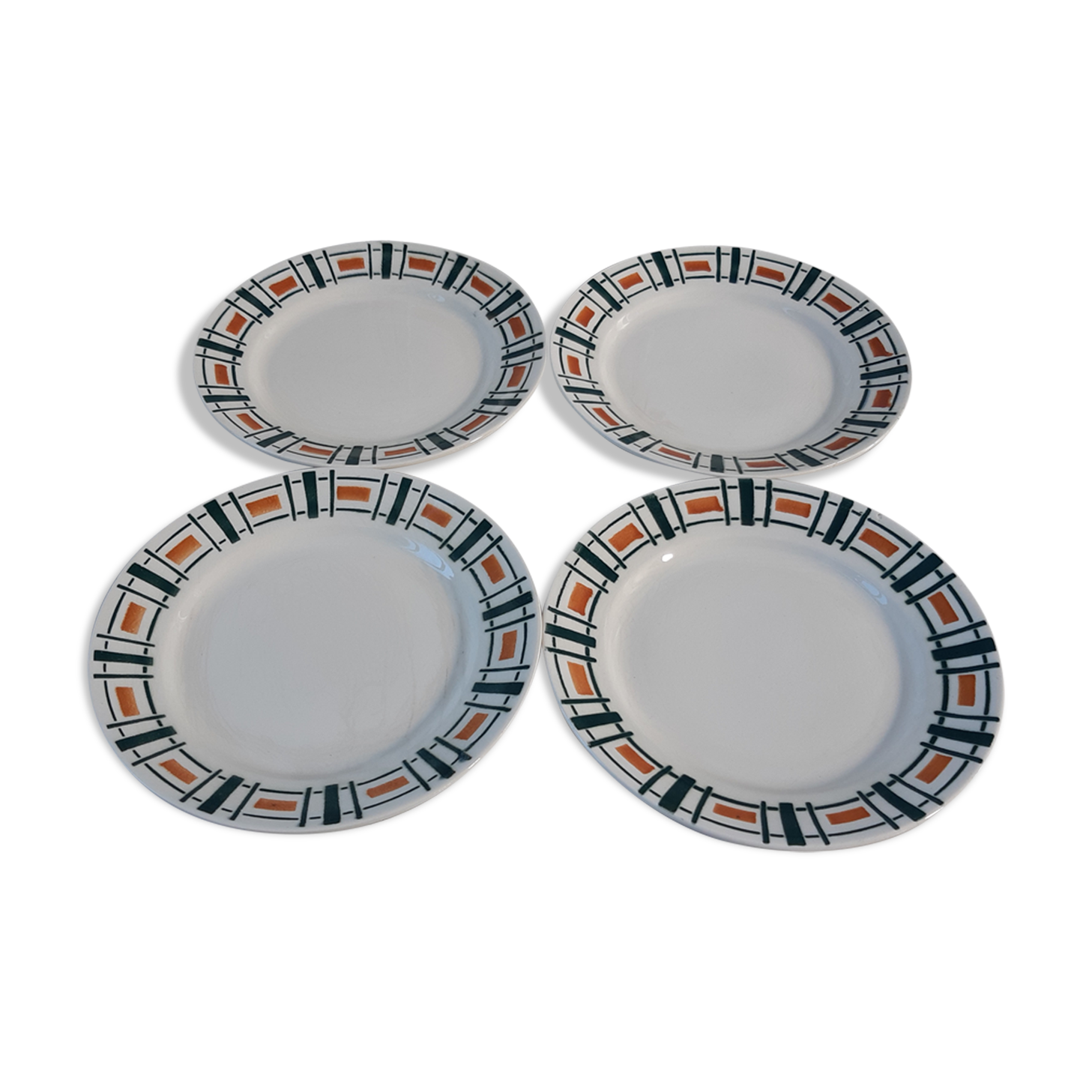 Set of 4 flat plates Badonviller model Quiberon