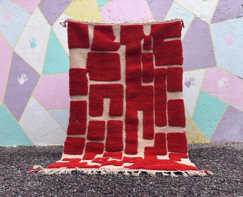 Red moroccan rug-Moroccan Boujaad Rug 150/250cm