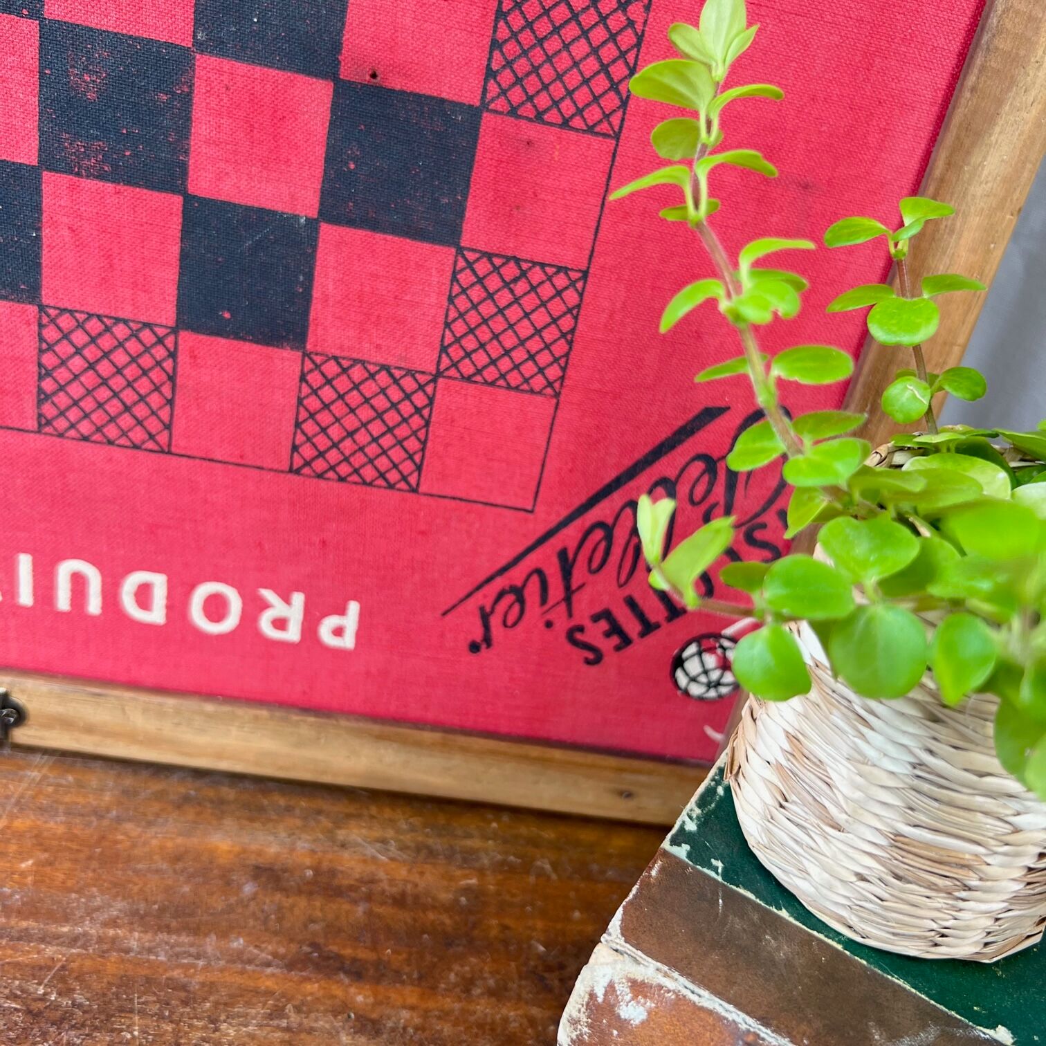 Vintage checkers and chess game board