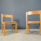 Vintage oak and wicker dining chairs, 1960s