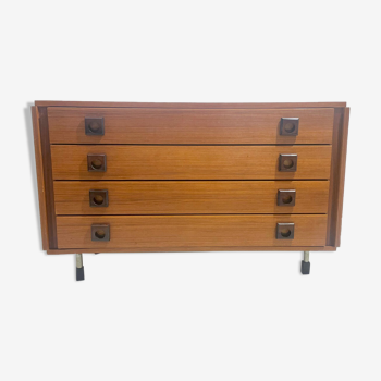 Mid century modern chest of drawers with square handles