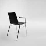 Mid-century modern black design chair in with armrests, Belgium