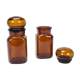 Pair of amber glass jars