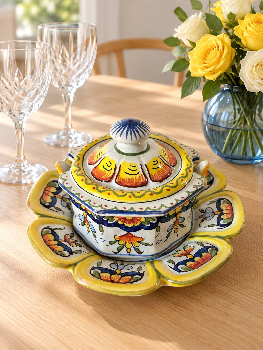 Octagonal jam pot Desvres - Jules Verlingue - Rouen decoration