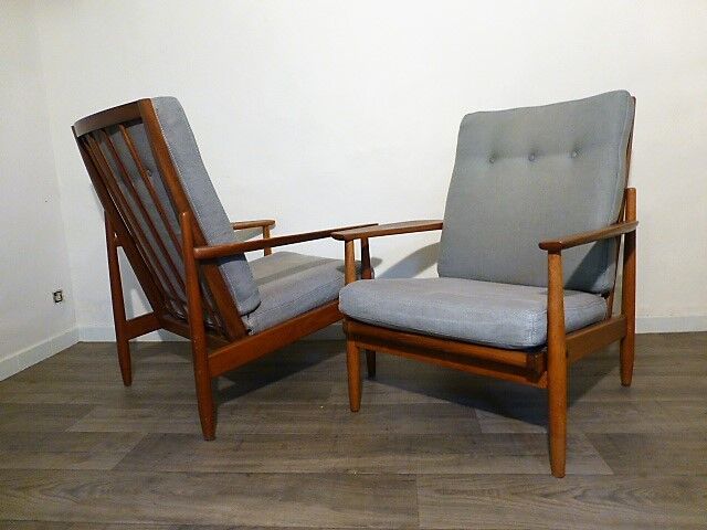 Pair of scandinavian armchairs in teak 1960
