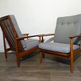 Pair of scandinavian armchairs in teak 1960