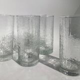 6 Orangeade long drink glasses in crocodile relief