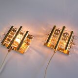 Paire d'appliques murales Carl Fagerlund du milieu du siècle pour Orrefors, Suède, vers 1960