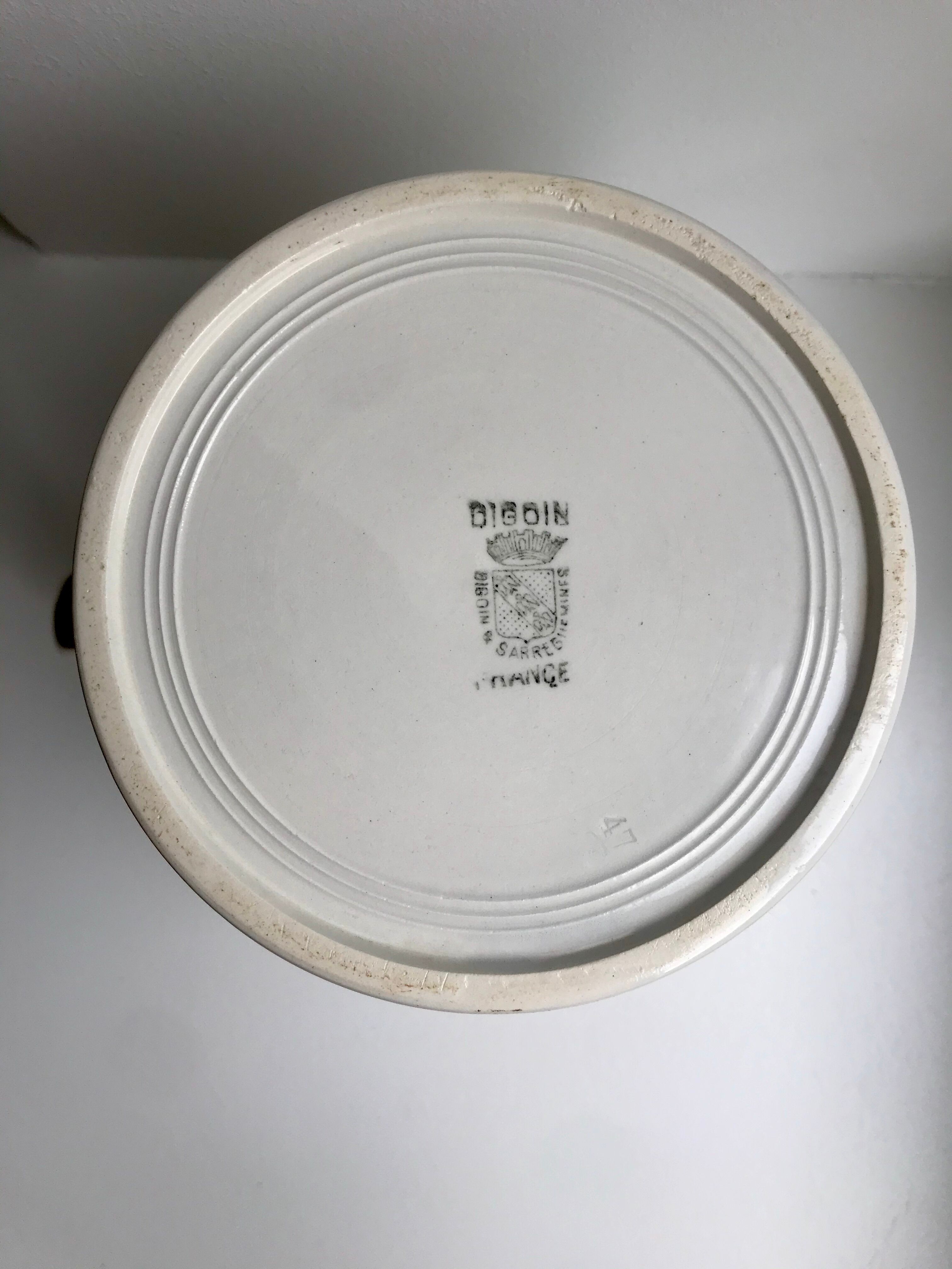 broc / pitcher Digoin Sarreguemines with striped embossed 30s-40s