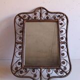 Miroir en rotin peacock vintage