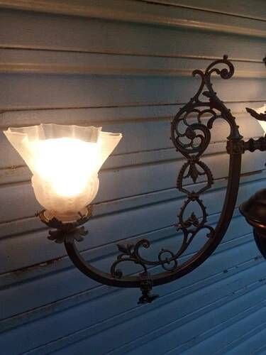 Antique, rare and important gas chandelier from the Napoléon III period and style, weighing 4.8 kg.