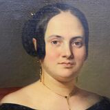Oil on canvas by charles fournier portrait of femme au camee 1840