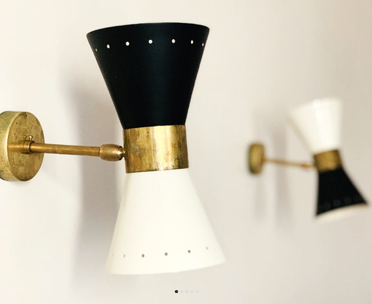 Pair wall lamps diabolo white & black