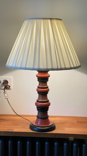 Lampe vintage en bois tourné italien