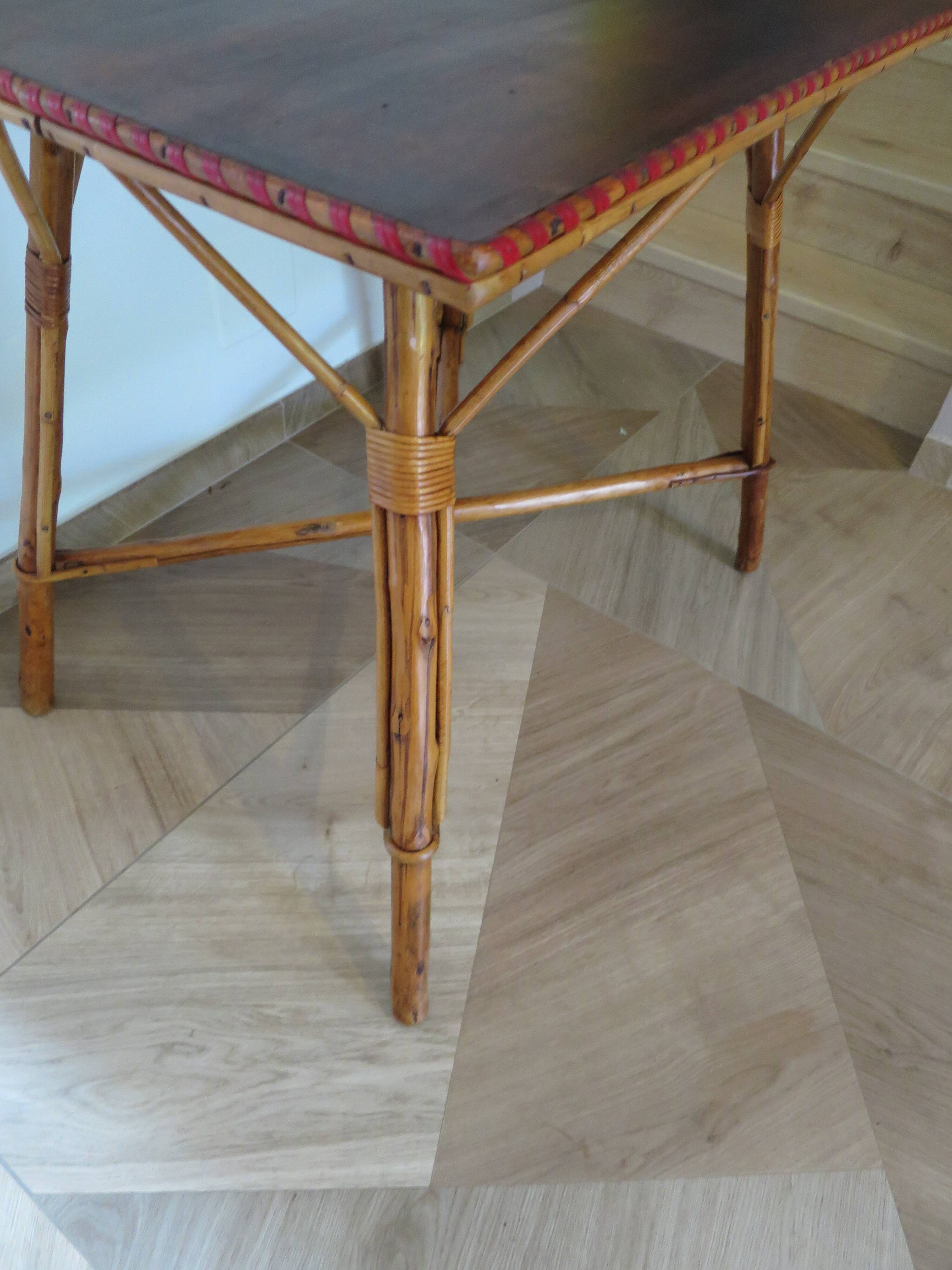 Wooden, bamboo and rattan game table, 1960s