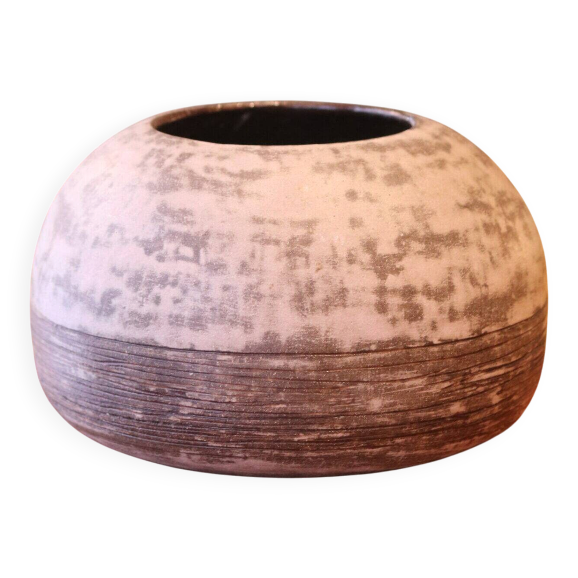 Large round vase in glazed stoneware, signed J. DERE circa 1960.