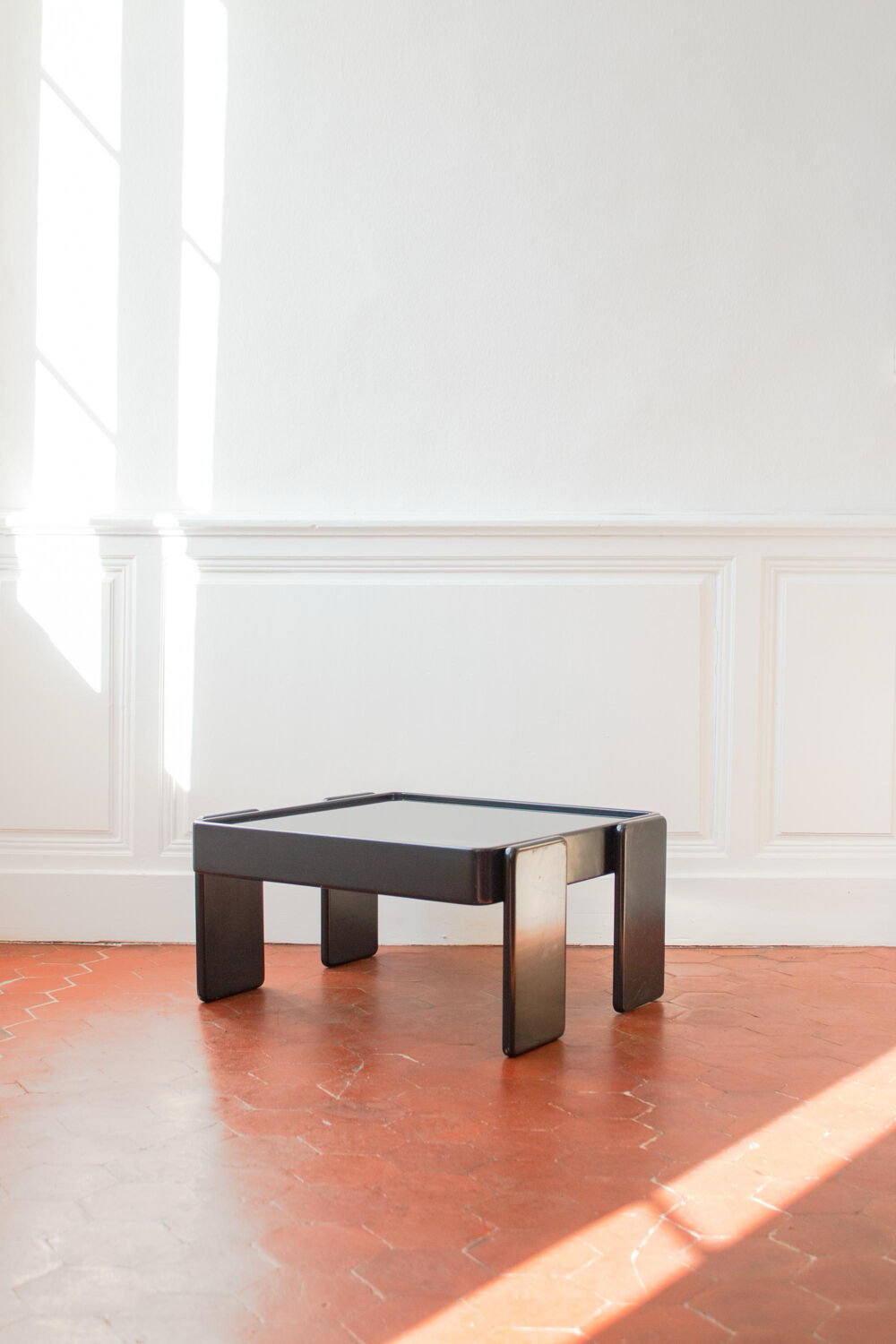 Vintage coffee table by Gianfranco Frattini for Cassina, grey lacquered beech.