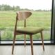 Natural Dining Chair with green upholstery, new modern design vintage style