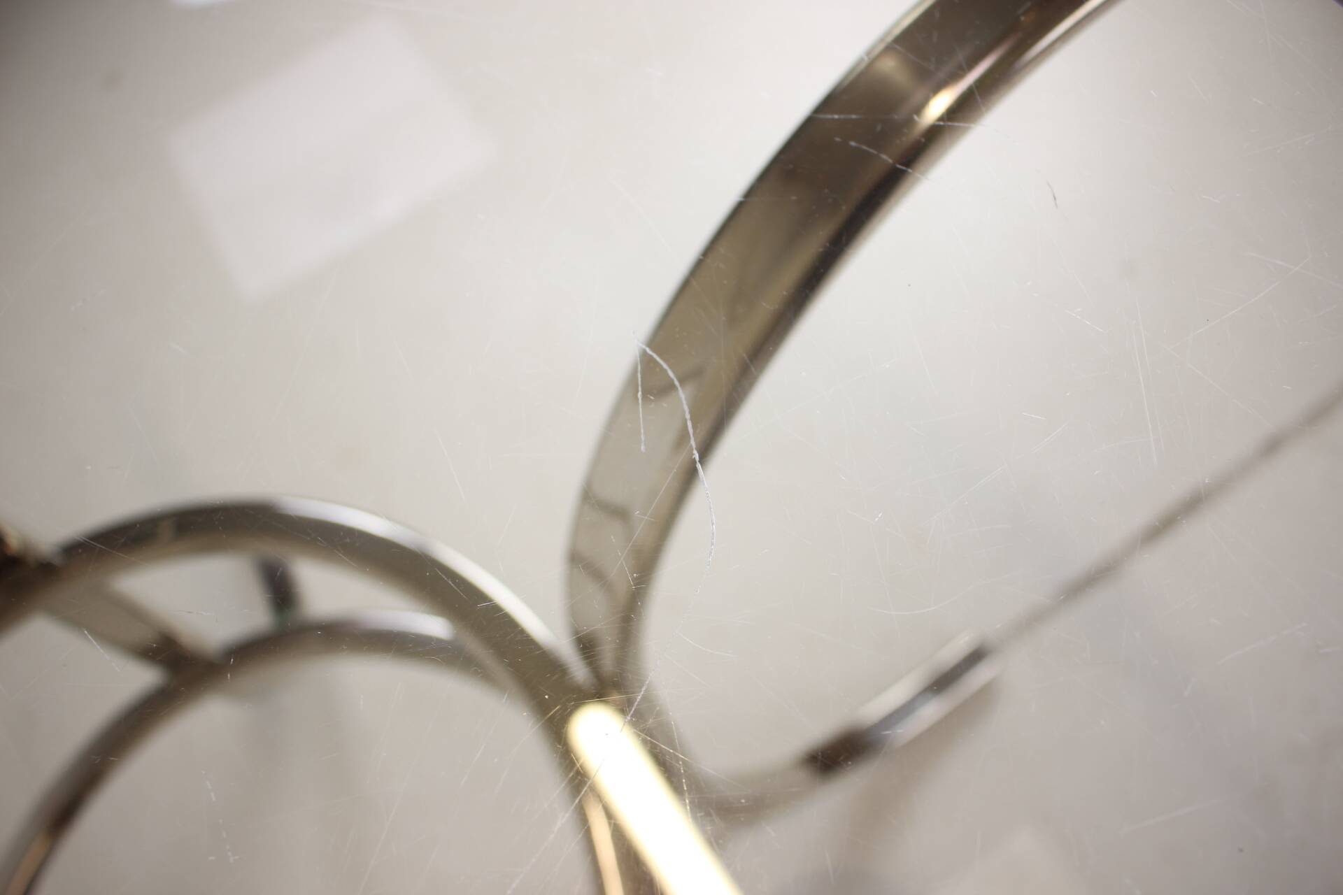 Midcentury Chrome and Glass Dining Table, Italy 1970s