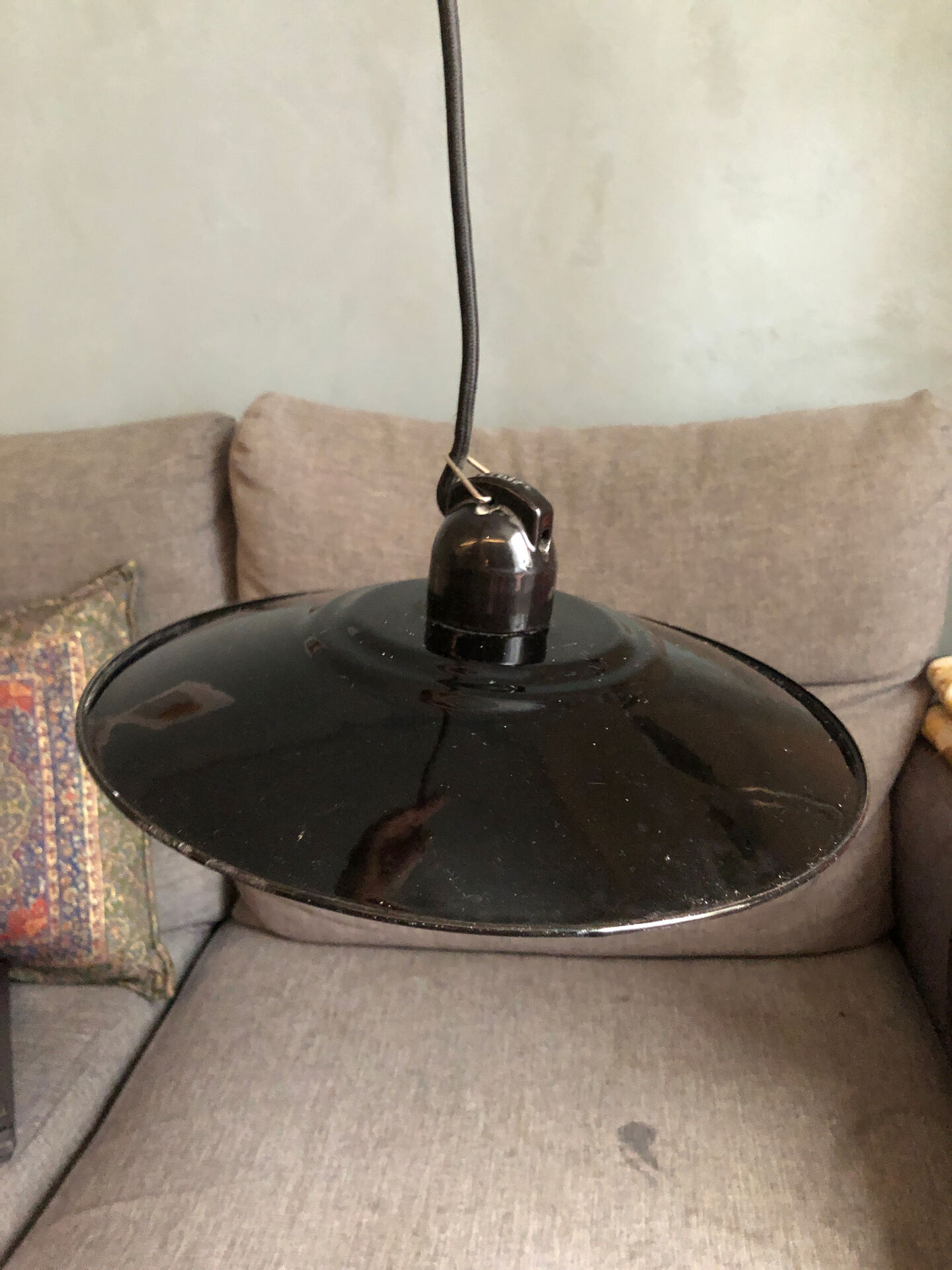 Black and white metal industrial suspension by Zangra.