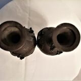 Pair of Asian bronze vases. Late nineteenth, early twentieth.