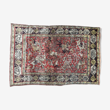 Tapis vintage persan ghoum soie 108x164 cm