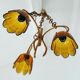 Vintage chandelier with 3 burners in rattan and bamboo