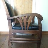 Leather and wood armchair 50