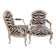 Pair of armchairs, carved and polychrome wood, printed zebra tapestry, Louis XV, circa 1790 – France