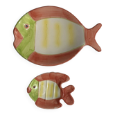 Duo of dishes in the shape of vintage colorful fish