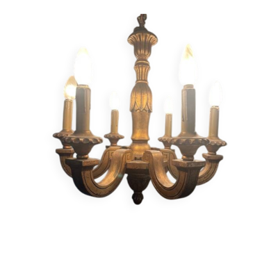 Lustre bois doré à 6 feux