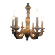 Golden wood chandelier with 6 lights