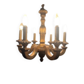 Golden wood chandelier with 6 lights