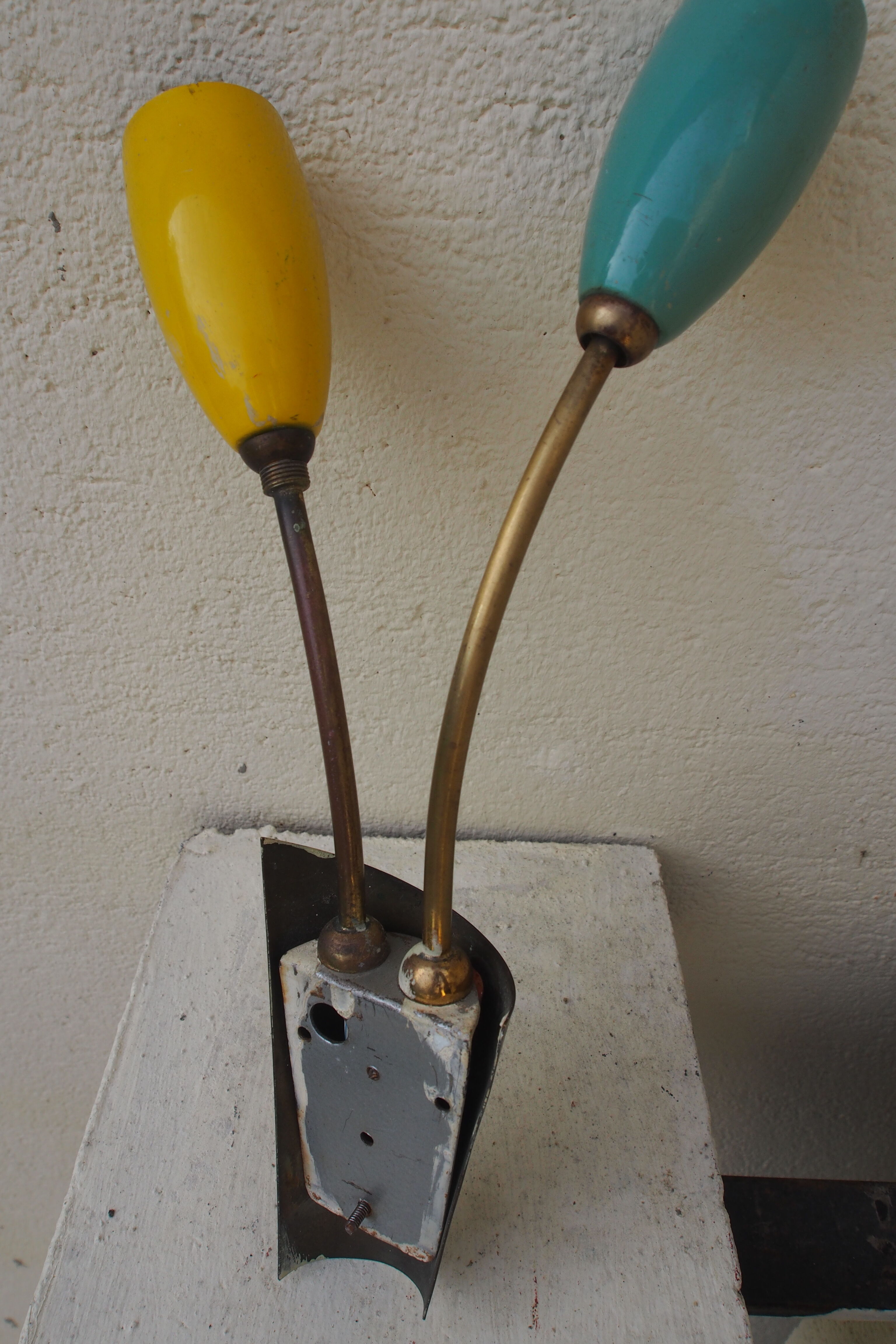 Apply wall brass and iron enameled italy 1950