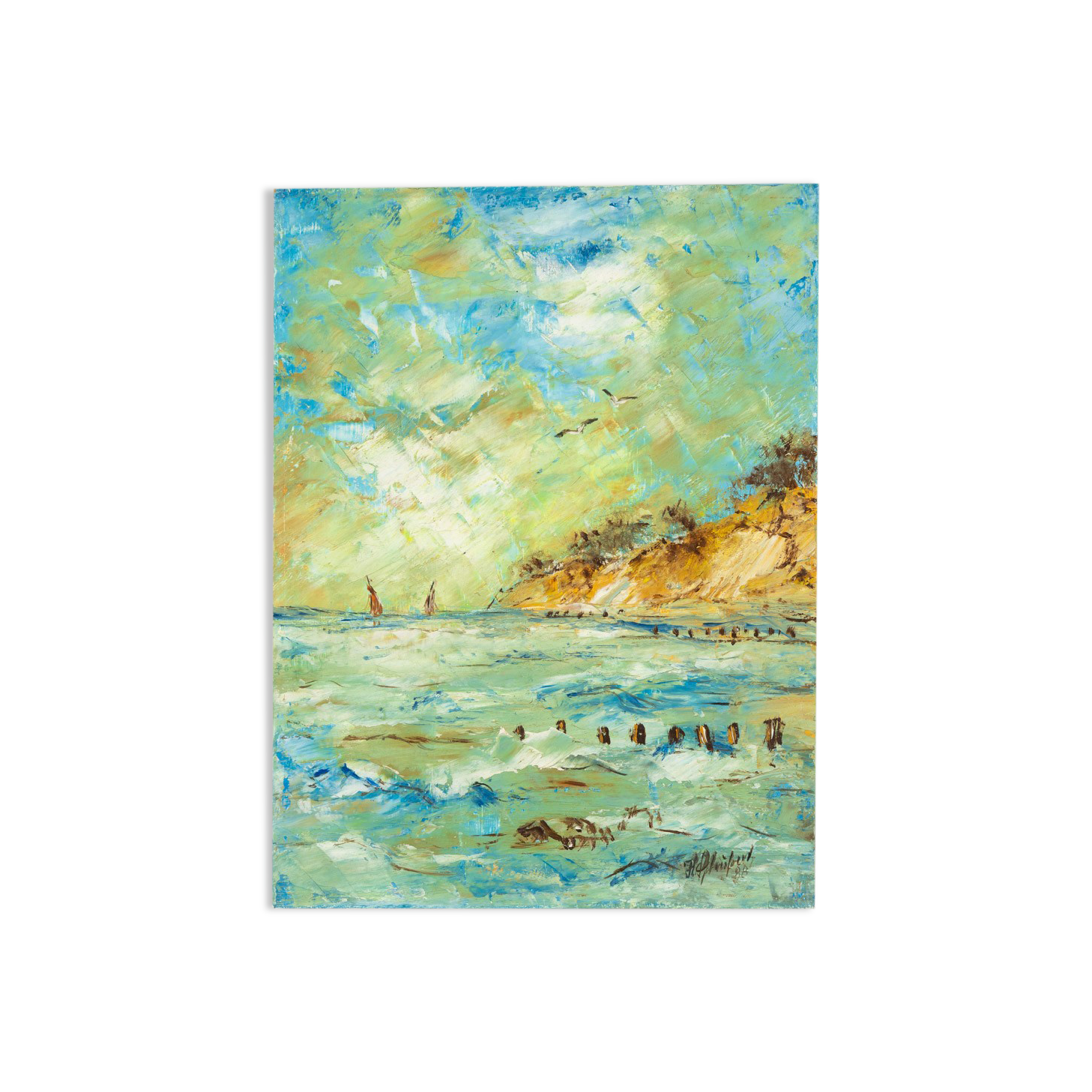 Seacoast, oil on plate