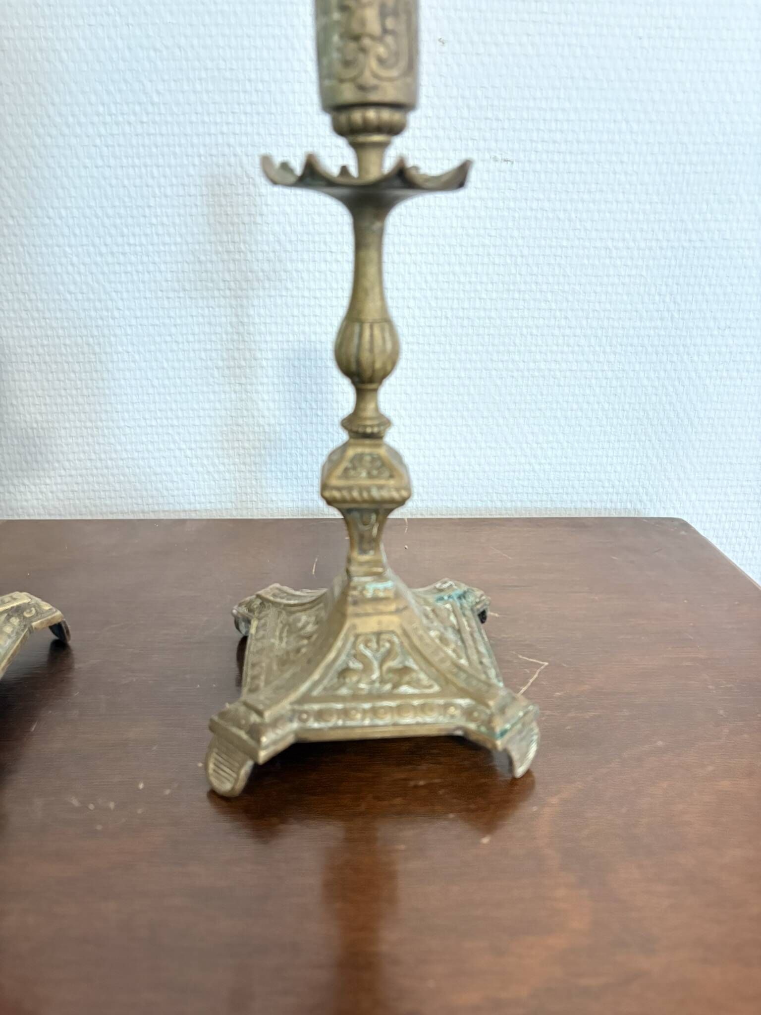 Pair of Gilded Brass Candle Holders Neo-Renaissance Napoleon III Swan Decor